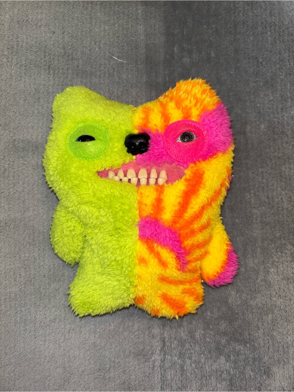 Neon Split-Color Plush Fuggler - Green, Pink & Orange Series 1